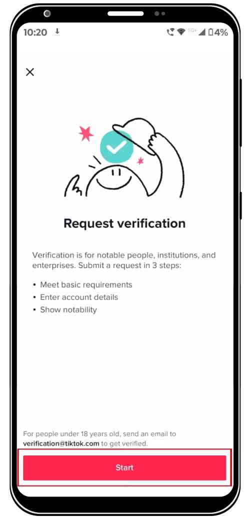 Apply for TikTok Verification Tick 2